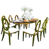 Vente directe usine – Table à manger moderne et minimaliste en acier inoxydable plaqué titane or, style luxe léger, avec chaises en forme de serpent