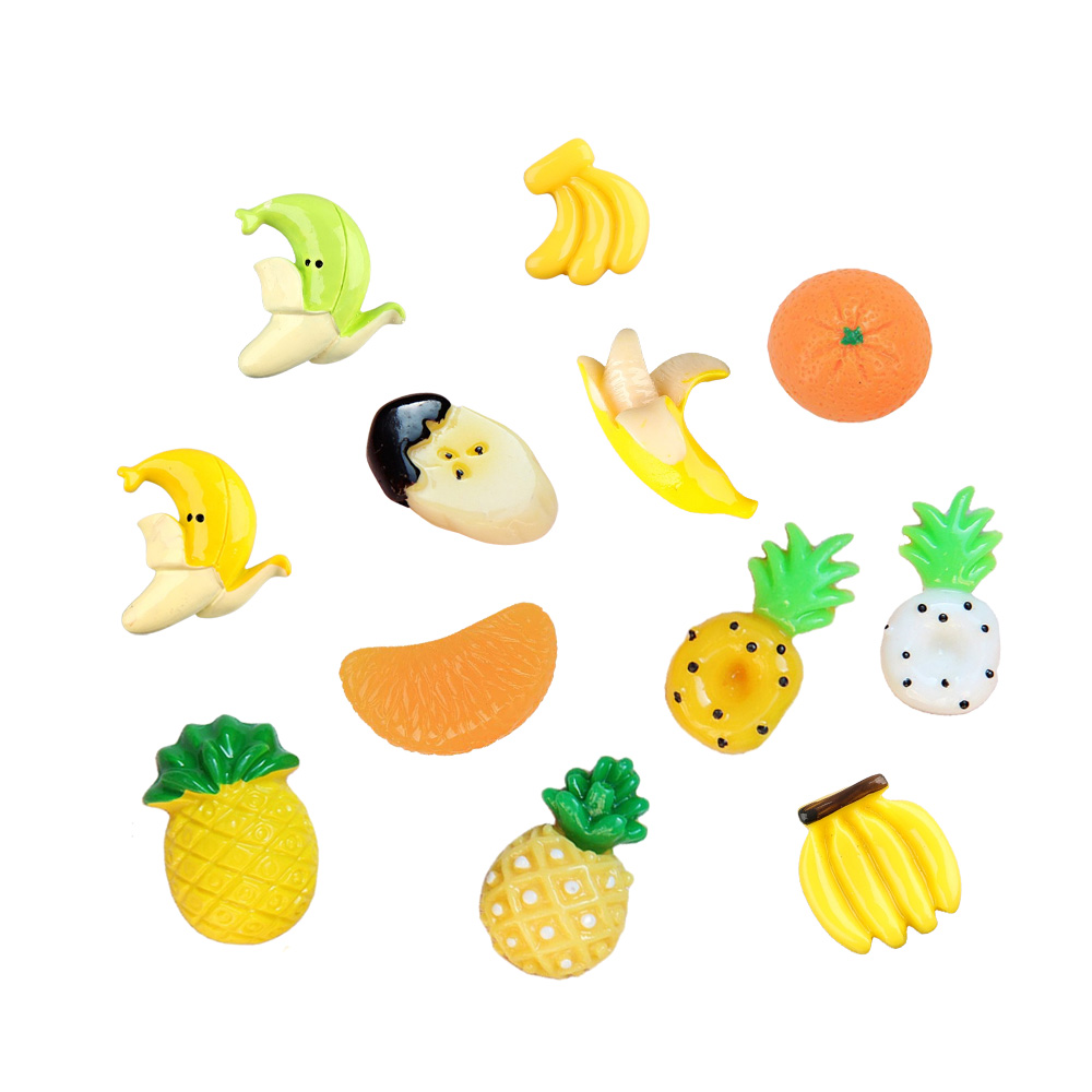 Venda quente cabochões de resina com parte traseira lisa de abacaxi banana e abacaxi com tema de frutas fofas para DIY