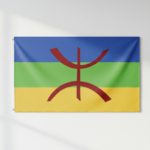 <span class=keywords><strong>Drapeau</strong></span> <span class=keywords><strong>berbère</strong></span> Kabylie Amazigh 3x5FT, <span class=keywords><strong>drapeau</strong></span> en polyester imprimé numériquement avec mât en fibre de verre, vente en gros - Product Image 3