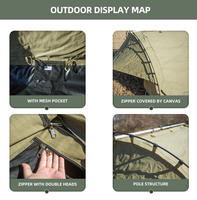 Tente de camping portable en toile pour 2 personnes, abri de camping, randonnée en plein air, voyage, lit compact