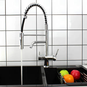 ก๊อกน้ำอ่างล้างหน้าในครัวทำจากทองเหลืองแข็ง3 In1พร้อมหัวฉีดแบบดึงลงได้เครื่องกรองน้ำแบบสามไหลนิกเกิลก๊อกน้ำออสโมซิส - Product Image 6