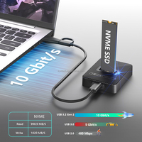 Stasiun Docking SSD M.2 NVMe, Chip JMS583 10Gbps USB 3.2 Gen2 Pembaca M.2 NVMe, USB  A & USB  C 2  dalam  1 Kabel, Penyangga Vertikal