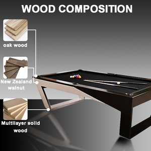 Mesa de billar profesional de madera maciza de nogal de roble 3 en 1 personalizada de fábrica, mesa de billar y billar para interiores, función de retorno de bolas - Product Image 2