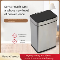 Cubo de Basura Inteligente de Acero Inoxidable, 45L-70L, Gran Capacidad, Cuadrado, con Sensor de Control Inductivo Eléctrico