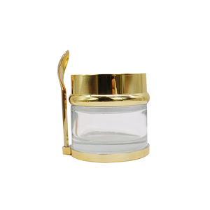 Pot cosmétique en verre avec couvercle doré et argenté, avec cuillère, 100g 250ml, pot pour crème pour le visage avec décoration givrée - Product Image 5