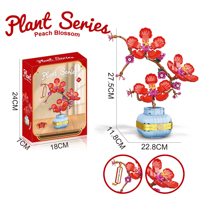 Blocs de construction en plastique DIY, puzzles 3D, modèle de fleur, kit de construction de jouets, cadeau de la Saint-Valentin, fleur éternelle, pot immortel