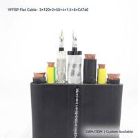 Câble plat haute tension flexible YFFBP en cuivre toronné résistant à la déchirure, modèle 3X120 + 2X50 + 4X1.5 + 8XCAT6E