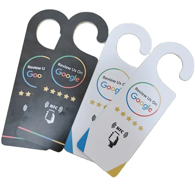Custom Nfc Contactless Google Review Plastic Hang Card PVC Tap Me qui