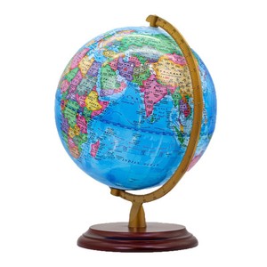 Autre globe terrestre de 32 cm haute définition avec base en bois, ornement pédagogique avec barres de latitude et de longitude pour les élèves du collège - Product Image 4