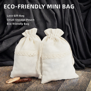 Eco-Friendly Pure Color <b>Canvas</b> Drawstring Mini <b>Bag</b> with Letter Pattern Extra Large Size for Jewelry Cosmetics and <b>Small</b> Things - Product Image 2
