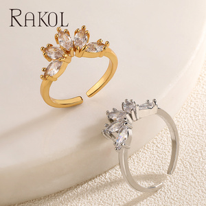 Rakol RP5406 Boutique Real Gold Plated Fashion Zirconia Open Brass Ring Jewelry - Product Image 4