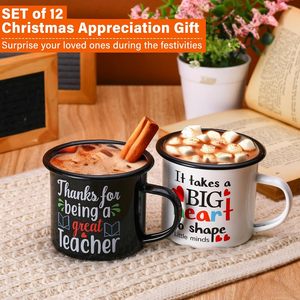 Tazas de café de sublimación de esmalte de imitación vintage de <span class=keywords><strong>metal</strong></span> blanco personalizado tazas de esmalte de 12oz para impresión por sublimación - Product Image 4
