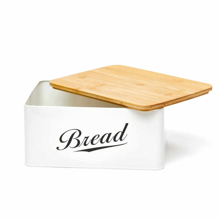 Storage Boxes Bread Bins With Bamboo Cutting Board Lid - Metal Galvanized Snack Box (AK9)(1U61) main image 0