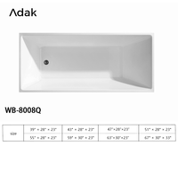 Baignoire rectangulaire en acrylique encastrable autoportante, design écologique, portable pour intérieur, garantie 5 ans, nettoyage facile, profonde