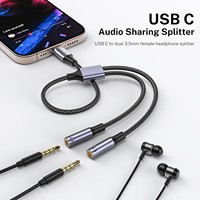 Adaptateur de partage audio USB-C vers double prise jack 3,5 mm femelle pour le partage de musique