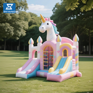 Château gonflable licorne, château gonflable d'intérieur pour enfants avec toboggan et trampoline - Product Image 3
