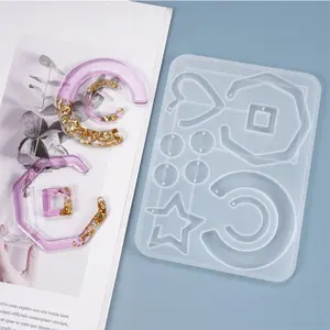 De silicona geométrica molde para pendientes joyería colgante DIY <span class=keywords><strong>encanto</strong></span> hacer molde <span class=keywords><strong>Fondant</strong></span> resina moldes para joyería - Product Image 1