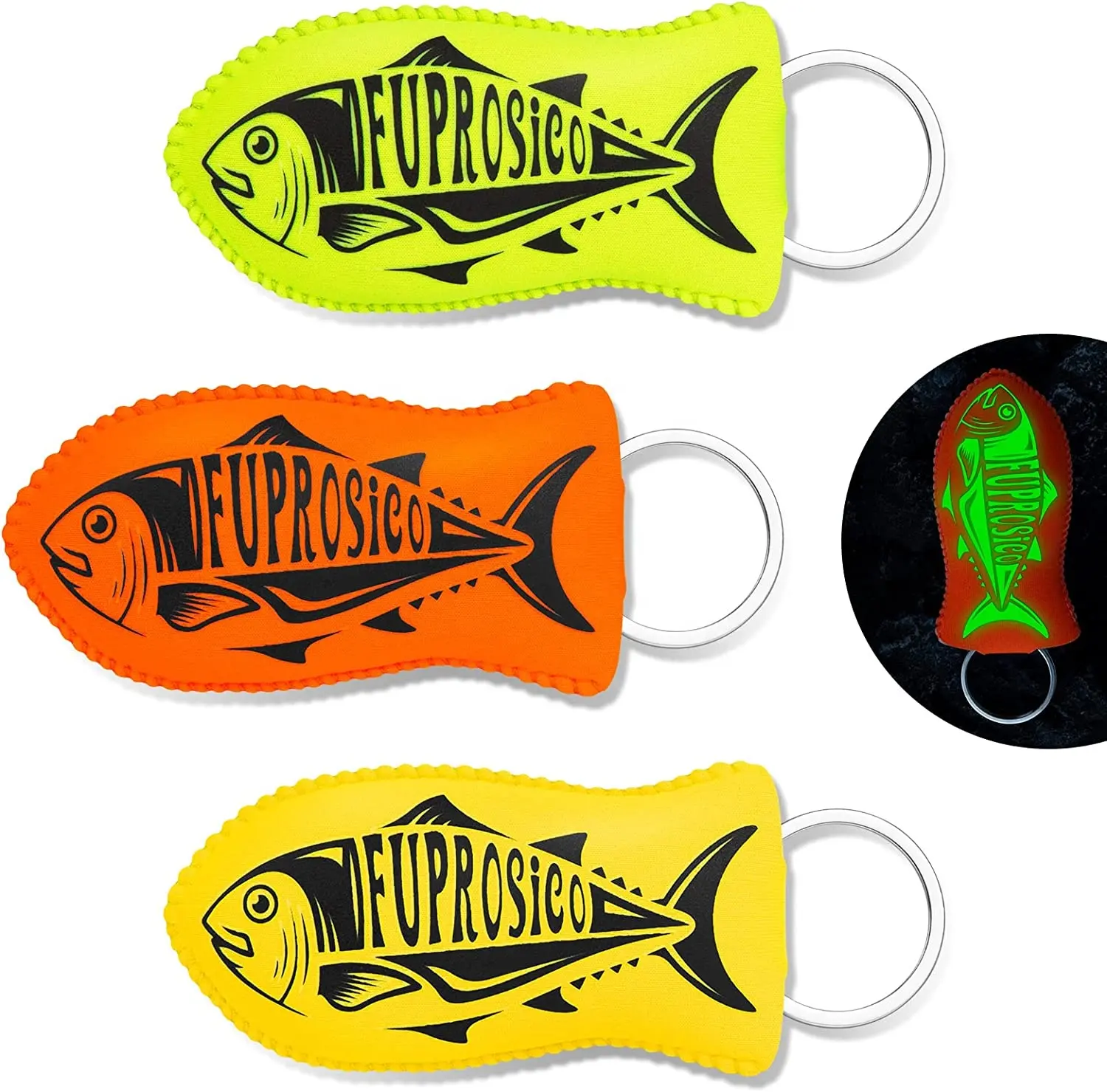 Floating Keychain for Boat Keys Glow in the Dark Waterproof Neoprene Key Chain Keyring