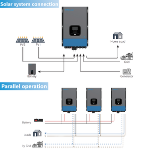 Onduleur hybride haute tension 10KW 48V basse fréquence 120V/240V monophasé à onde sinusoïdale pure avec MPPT, prix usine - Product Image 2