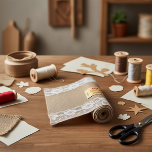 ILAN Nastro di Lino 25 Cm X 1,8 M con Bordo in Pizzo per Artigianato e Decorazioni - Product Image 3