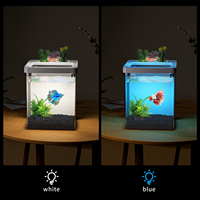 Aquarium de bureau complet de 1,5 gallon en ABS blanc avec filtre, pompe et lumière LED pour poissons Betta et crevettes