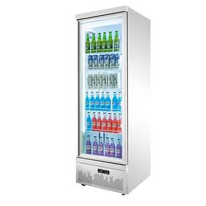 Nice looking glass door water bottle showcase upright freezer fridge