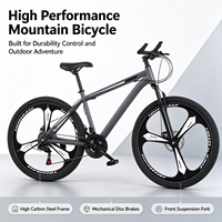 Vélo de montagne tout-terrain pour adultes de 26 pouces, 21 vitesses, frein à disque, fourche en acier, suspension avant, pédale ordinaire, écologique, capacité de charge de 160 kg