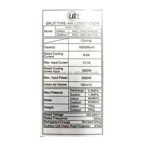 Aires Acondicionados Split de Pared de Bajo Consumo, Solo Frío, Sin Inversor, con 220v R410a 18000BTU, Unidad de Aire Acondicionado Ecológica con Freón, Eficiencia Energética - Product Image 3
