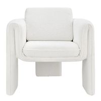 Fauteuil d'appoint moderne en bouclette épaisse, avec accoudoirs en dalle crème et bord roulé, pour salon et hôtel, vente en gros, OEM, personnalisable