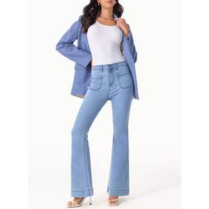 Pantalones Vaqueros de Campana de Cintura Alta para Mujer Sidefeel 2024, Pantalones de Mezclilla Elásticos de Pierna Ancha, Talla XL, Transpirables y Modernos HX78362 - Product Image 4