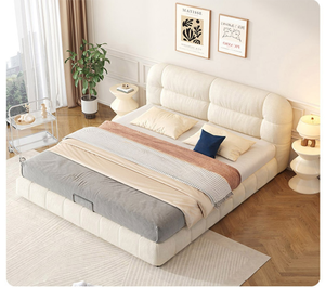 Giường ngủ khung gỗ chắc chắn, đệm mút cao cấp nhung kem phong cách hiện đại, thiết kế giường mềm mại - Product Image 3