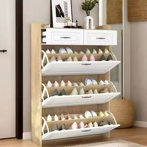 حذاء تخزين أبيض بتصميم حديث قابل للطي مع أثاث غرفة المعيشة خشبي متعدد الطبقات - Product Image 2