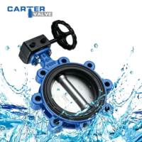 Válvula de mariposa de línea central WCB de acero fundido tipo wafer con bridas, accionamiento manual por tornillo sin fin, sello NBR, estándar DIN PN6-PN64 DN40-DN1800, solenoide para aceite