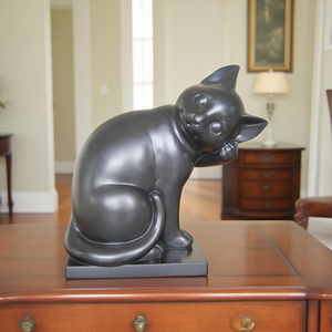Ornement en résine de <span class=keywords><strong>chat</strong></span> noir de style nordique créatif, statuette d'art animalier artisanale, figurine de chaton mignon, cadeau de pendaison de crémaillère, objet d'artisanat - Product Image 2