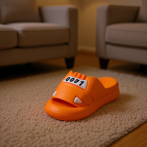 Ciabatte in PVC con Suola Antiscivolo da 15mm, Punta Aperta, per Uso Domestico Estivo, Colore Arancione - Product Image 2