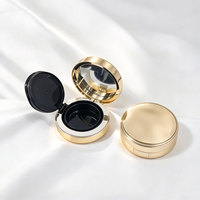 Kotak Kompak Isi Ulang Kosong untuk Air Cushion, Wadah Foundation Bulat Mewah Warna Emas dengan Cermin, Kemasan Makeup Label Pribadi OEM