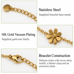 สร้อยข้อมือลายดอกเดซี่สำหรับผู้หญิง รุ่น SL8243 ชุบทอง 14K - Product Image 4