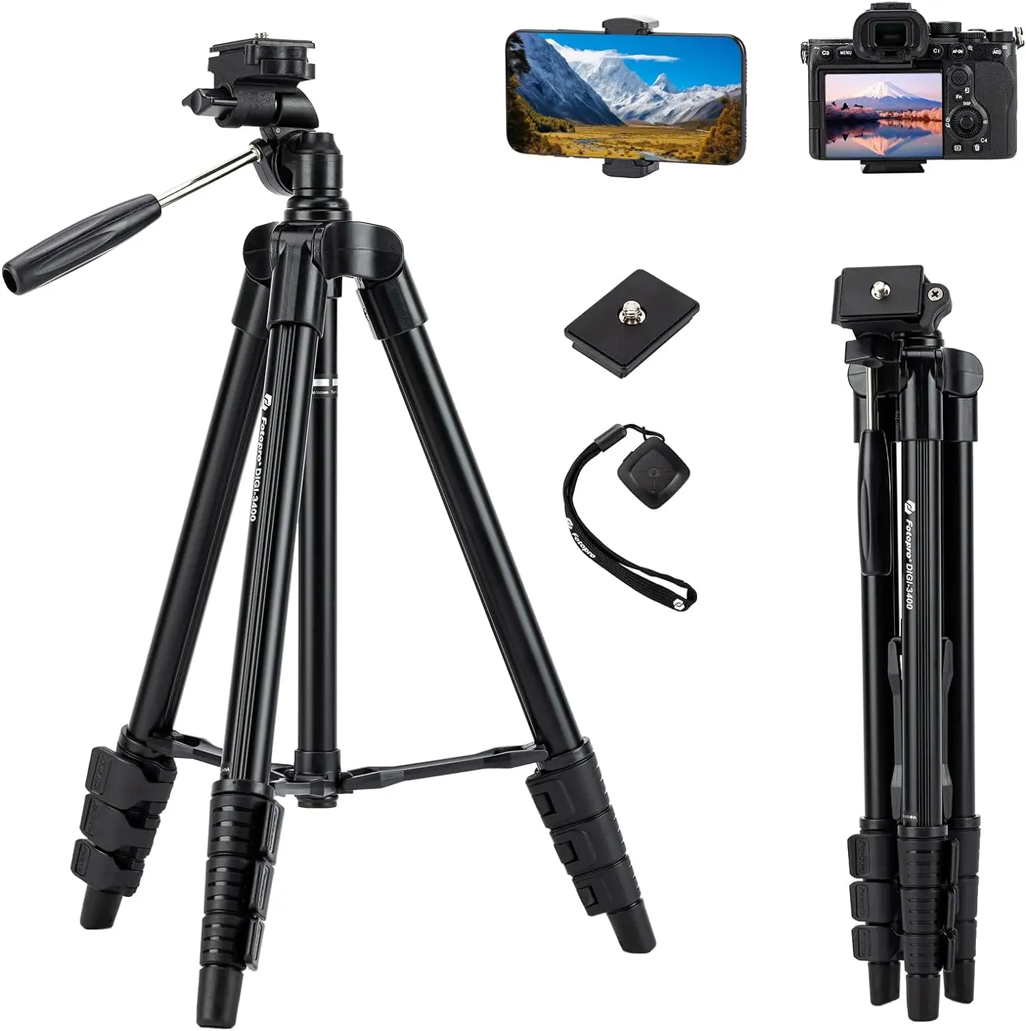 Fotopro vendita calda professionale OEM ODM alluminio leggero universale fotocamera digitale Smartphone treppiede