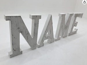 Letras de decoración de madera extra grandes, letras blancas desgastadas de madera, bloque de bricolaje, signo de palabras, alfabeto, colgante independiente para el hogar - Product Image 5