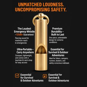 Fischietto in ottone Premium 125db più forte miglior fischio portachiavi di sopravvivenza all'aperto di emergenza - Product Image 4
