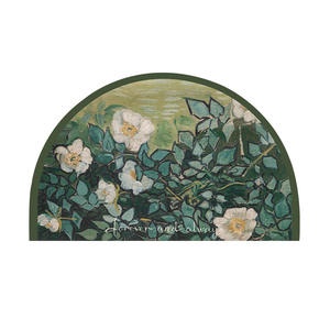 Tapis de bain floral Van Gogh, ovale, en polyester, antidérapant, absorbant, pour salle de bain, toilettes, entrée, design vintage - Product Image 3