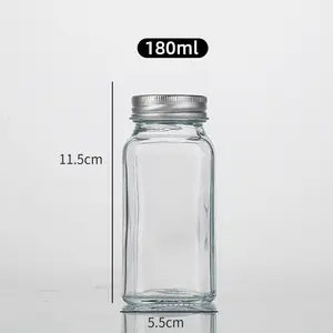 Kitchen use glass container 180ml 6oz food storage glass holder for spice pepper salt sugar with shaker and lid