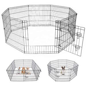 8 paneller Metal tel tavşan Run kafes köpek muhafaza açık evcil hayvan çiti katlanabilir köpek oyun parkı - Product Image 1