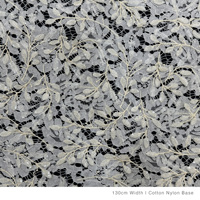 Dentelle de luxe YY brodée de sequins, largeur 130 cm, base coton-nylon, motif floral crème avec feuilles et sequins, pour robe de mariée et robe de soirée