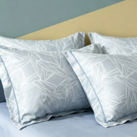 Parure de lit bleu clair à imprimé géométrique de feuilles, ensemble de housse de couette 4 pièces en microfibre douce avec taies d'oreiller pour la décoration de chambre à coucher