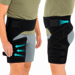 Attelle de hanche en néoprène réglable et confortable, soutien de l'aine pour soulager la douleur de la sciatique, écologique et respirante pour les flexeurs de la hanche - Product Image 1
