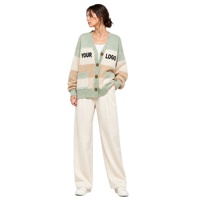 Pull en tricot oversize Y42 pour femme, imprimé dégradé macaron, anti-boulochage, en laine/acrylique, élégant et décontracté, coupe ample, pour l'hiver et l'automne