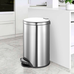 Stainless steel trash can with lid, foot-operated, European style, creative design, suitable for kitchen, living room, and - Product Image 3