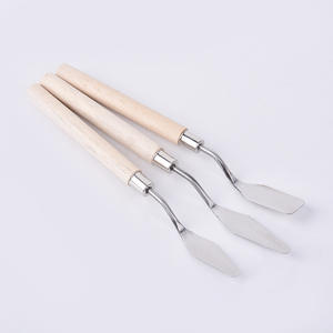 Xinbowen — grattoir de mélangeur de peinture, manche en bois, peinture à l'huile en acier inoxydable, spatule en métal, <span class=keywords><strong>Palette</strong></span> de couteaux, <span class=keywords><strong>Palette</strong></span> de couteaux, 3 pièces par ensemble - Product Image 5