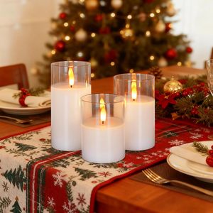 Rechargeable USB Flameless Real Wax Pillar Clear Glass Led Candle Light with Remote Control for Christmas Holidays Home Decor - Product Image 2